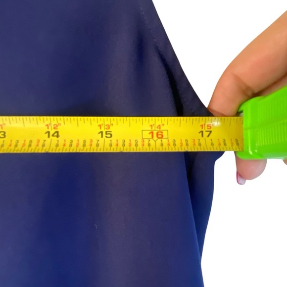 41 Hawthorn Navy Blue Ruffle Career Work Sleeveless Gold Stud Button Blouse SZ S - Picture 3 of 8